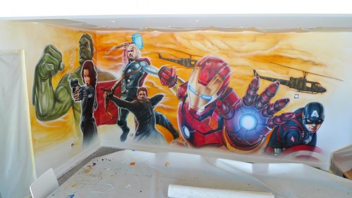 Mur de séjour théme Avengers