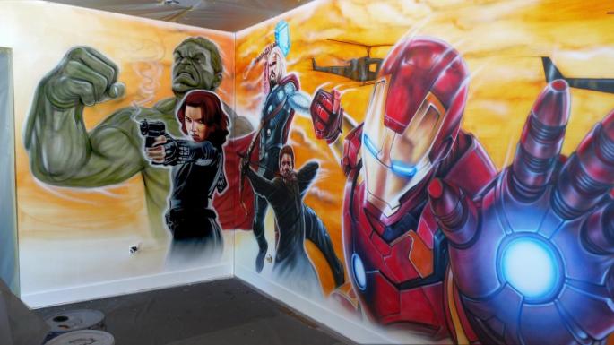 Mur de séjour théme Avengers